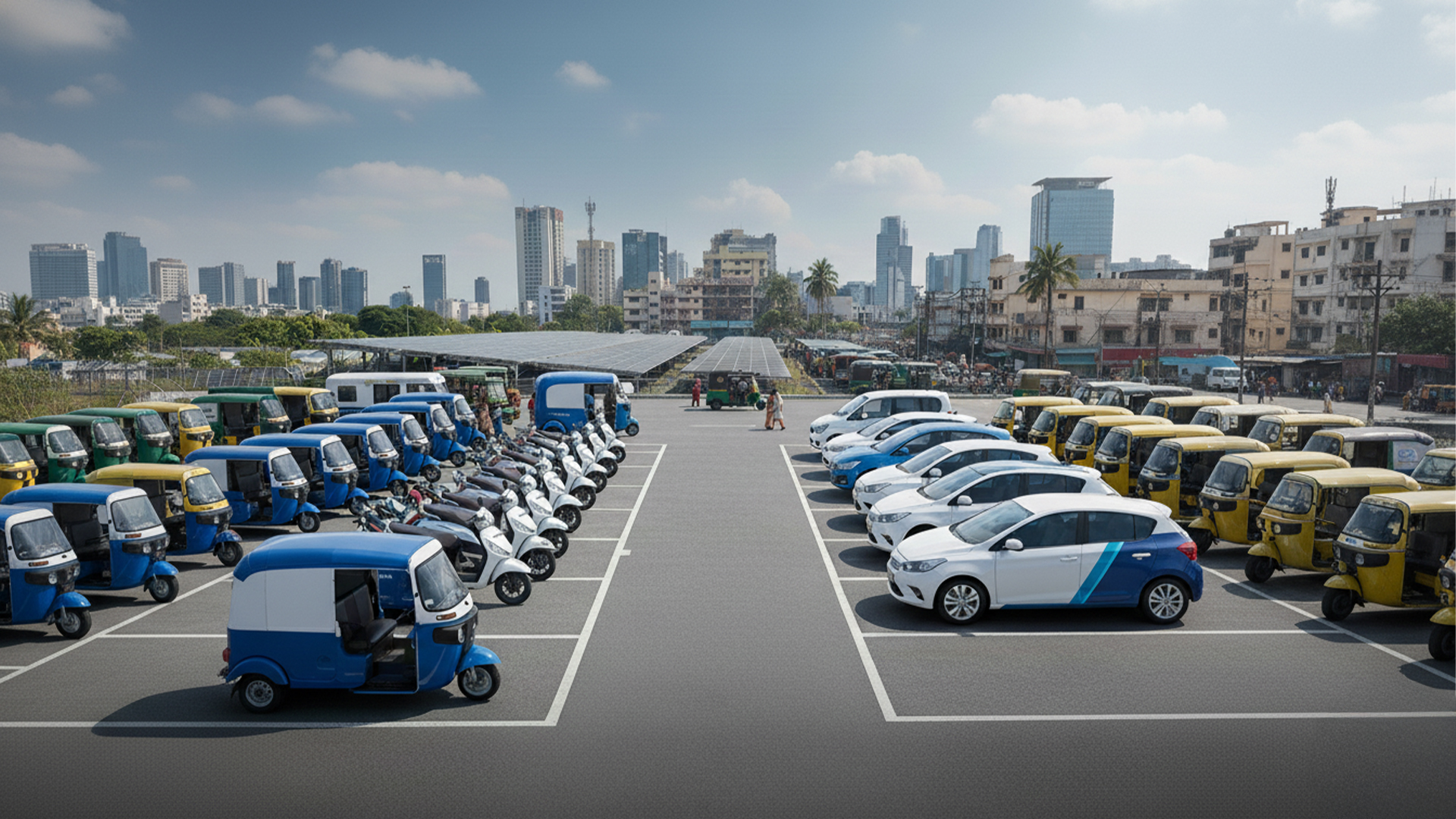 Person charging an electric vehicle at a Sonik Mobility station