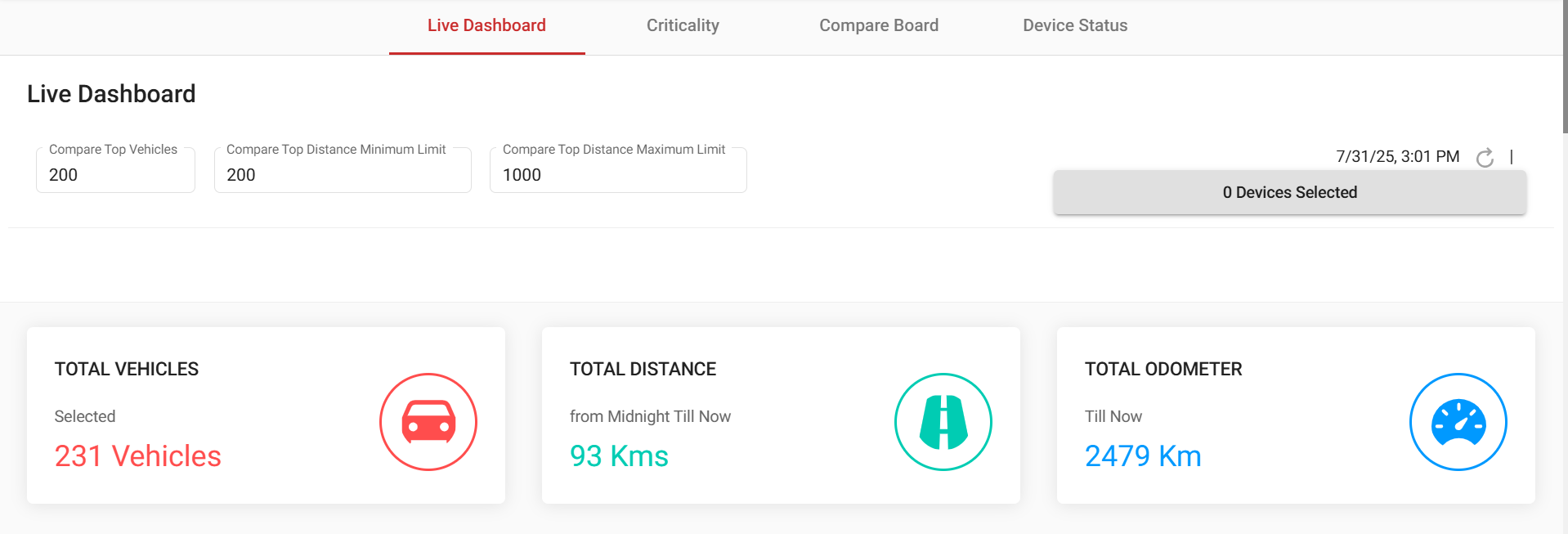 Fleet Management System Interface